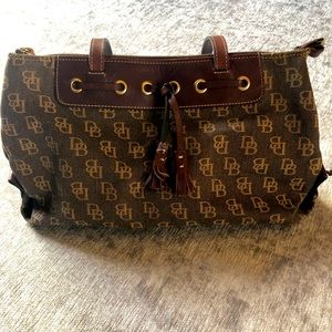 Genuine Dooney & Bourke Brown and Gold Handbag
